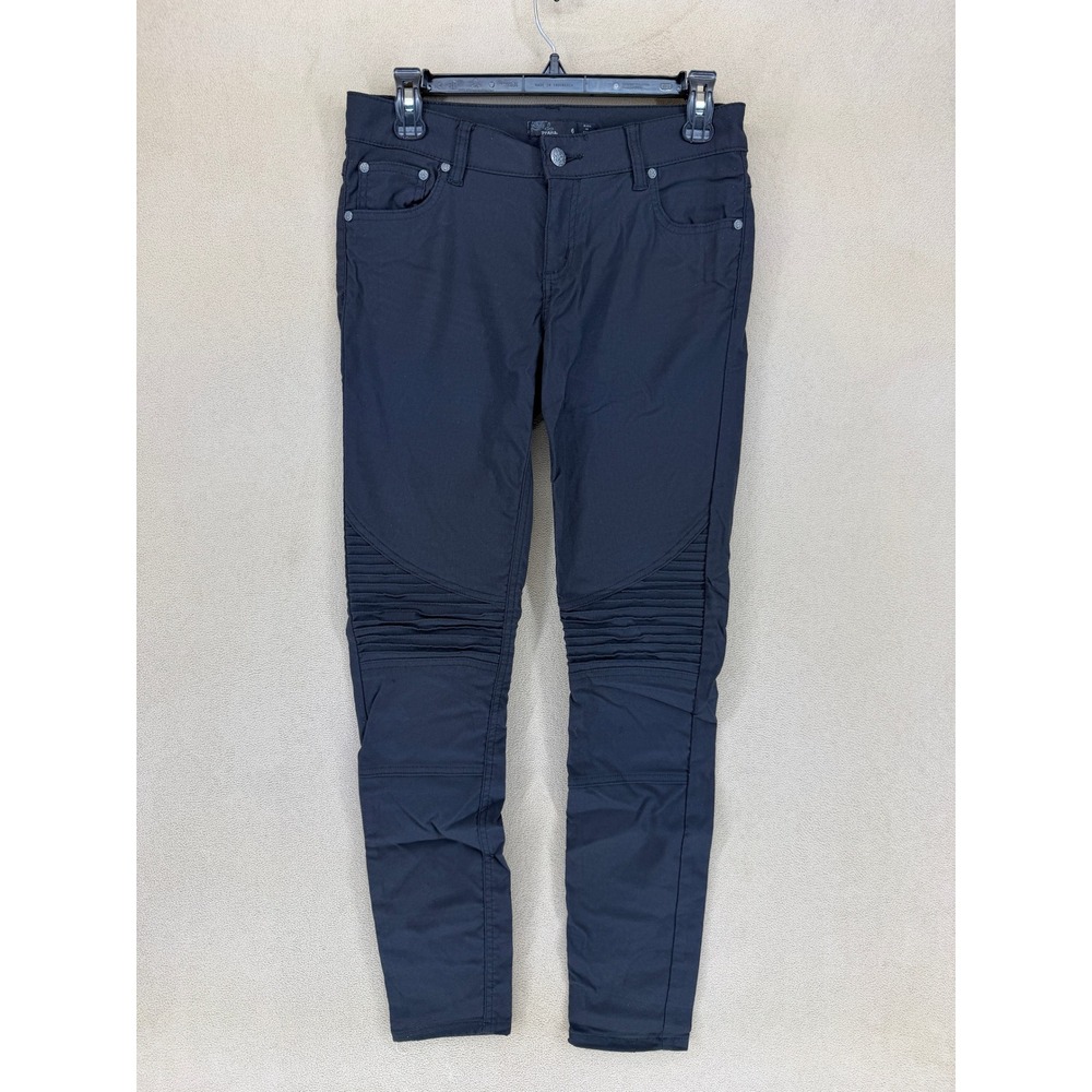 Prana Womens Black Moto Biker Style Pants Size 6 Nylon Elastane Stretch‎